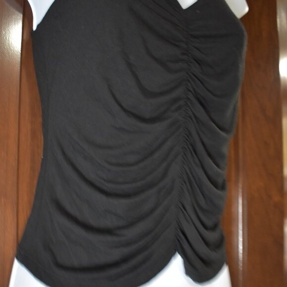 Jac Parker Sleeveless Blouse Size Medium Black Scrunched Tank Top - Picture 4 of 6